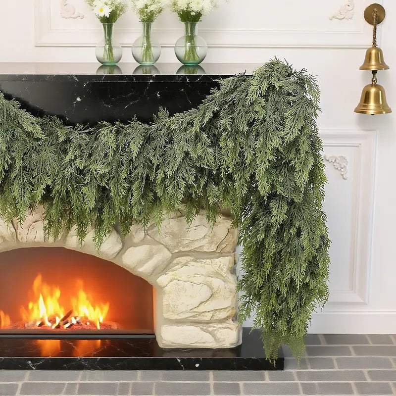 2-Pack 6FT Real Touch Artificial Cedar Garland - Lifelike Faux Holiday Greenery for Mantel
