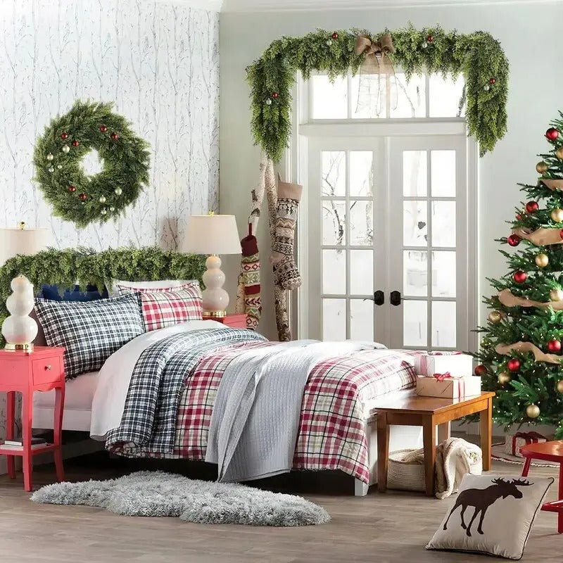 2-Pack 6FT Real Touch Artificial Cedar Garland - Lifelike Faux Holiday Greenery for Mantel