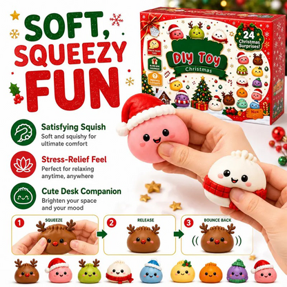 24-Day Kawaii Food Squishy Advent Calendar - 24 Surprise Mini Stress Relief Fidget Toys