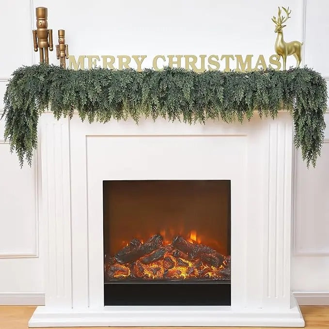 2-Pack 6FT Real Touch Artificial Cedar Garland - Lifelike Faux Holiday Greenery for Mantel