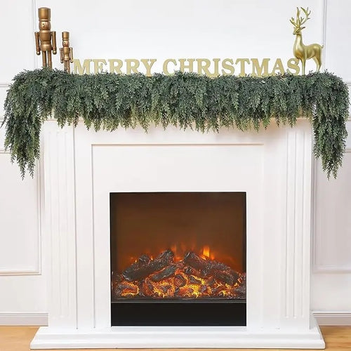 2-Pack 6FT Real Touch Artificial Cedar Garland - Lifelike Faux Holiday Greenery for Mantel
