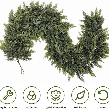 2-Pack 6FT Real Touch Artificial Cedar Garland - Lifelike Faux Holiday Greenery for Mantel