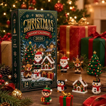 24-Day Christmas Brick Ornament Advent Calendar - DIY Mini Building Block Holiday Set with Hanging Loops