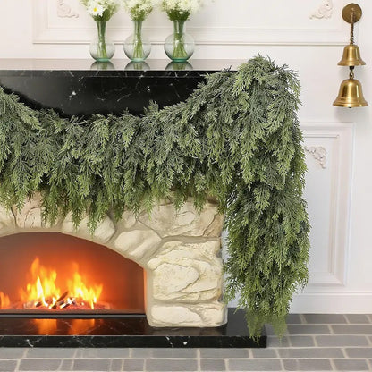 2-Pack 6FT Real Touch Artificial Cedar Garland - Lifelike Faux Holiday Greenery for Mantel