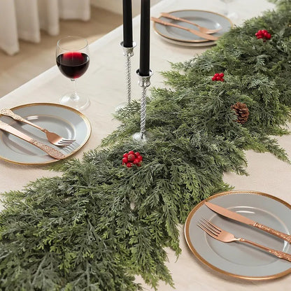 2-Pack 6FT Real Touch Artificial Cedar Garland - Lifelike Faux Holiday Greenery for Mantel