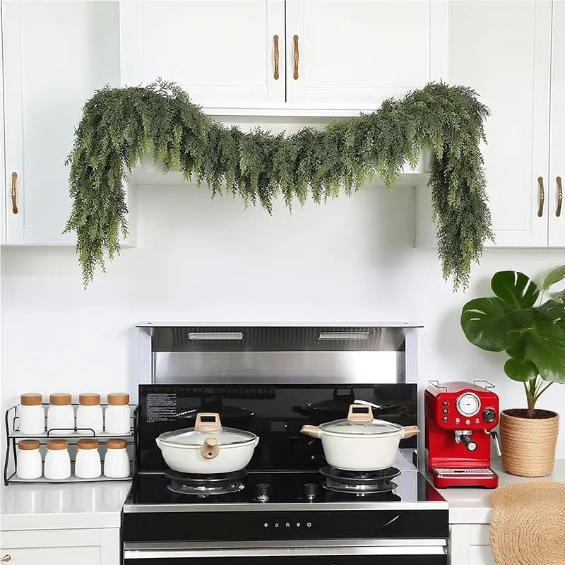 2-Pack 6FT Real Touch Artificial Cedar Garland - Lifelike Faux Holiday Greenery for Mantel
