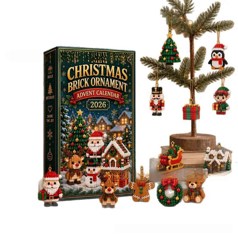 24-Day Christmas Brick Ornament Advent Calendar - DIY Mini Building Block Holiday Set with Hanging Loops